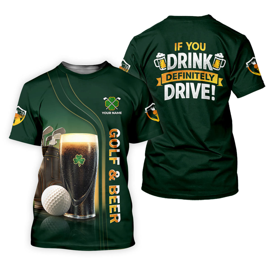 If You Drink Definitely Drive Golf And Beer Black Beer St Patrick's Day Green Women's Golf Tops, Ladies Golf Polos