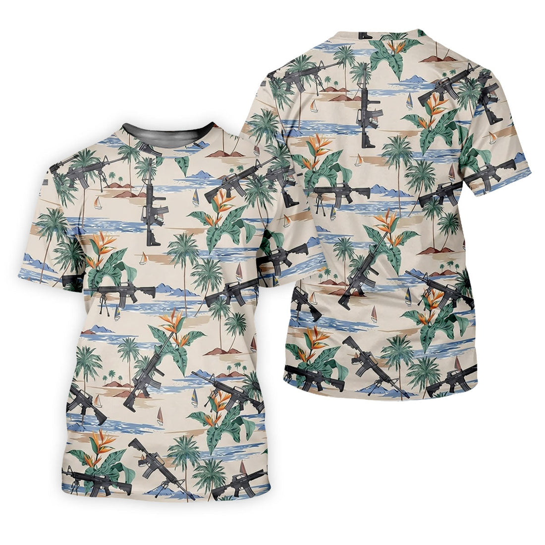 Hawaiian Palm Tree With Army Theme Women Golf Top, Ladies Golf Shirts, Golfing Apparel