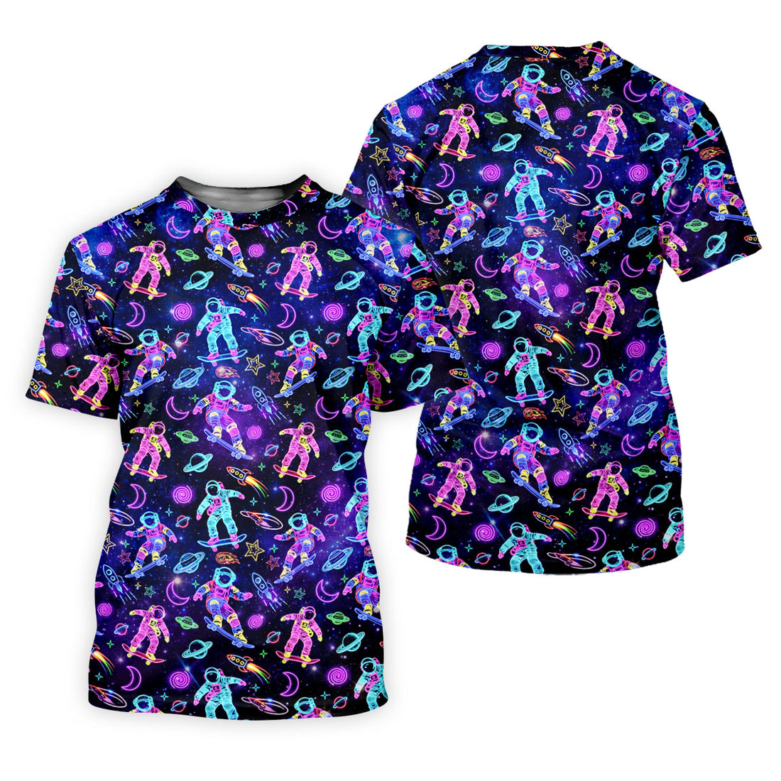 Neon Astronaut Skateboarding Galaxy Polo Shirt, Women’s Golf Polo, Golf Shirts For Women, Printed Golf Shirt