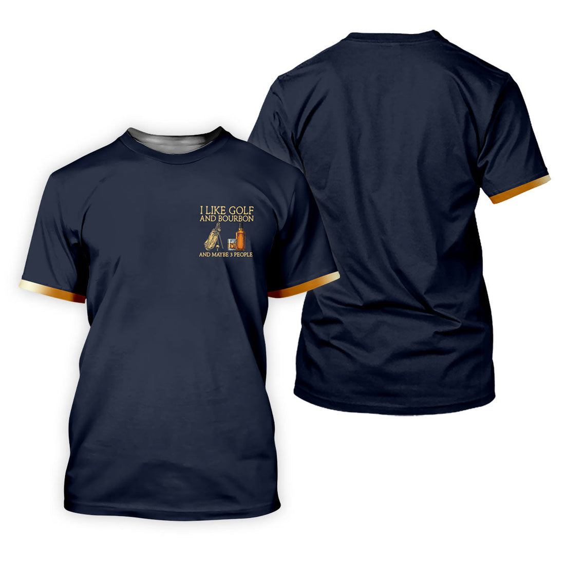 I Like Golf And Bourbon Navy Golf Shirt, Golf And Whiskey Golf Shirts For Men, Men's Funny Golf Shirts