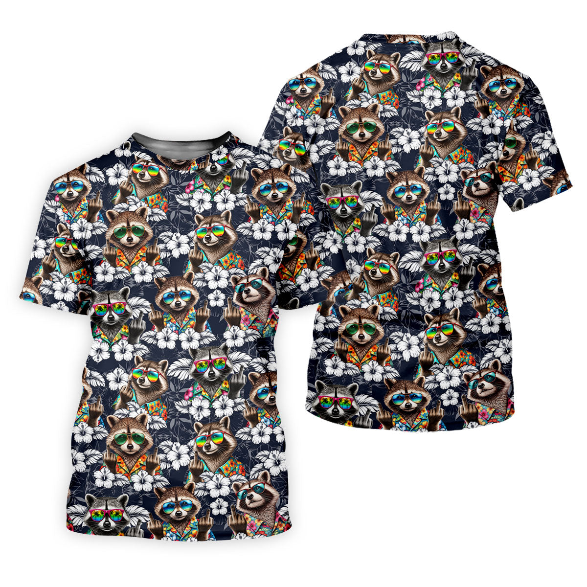 Cool Raccoon Sunglasses Tropical Golf Shirt, Funny Golf Shirt, Men's Golf Shirt, Polo Shirts For Men