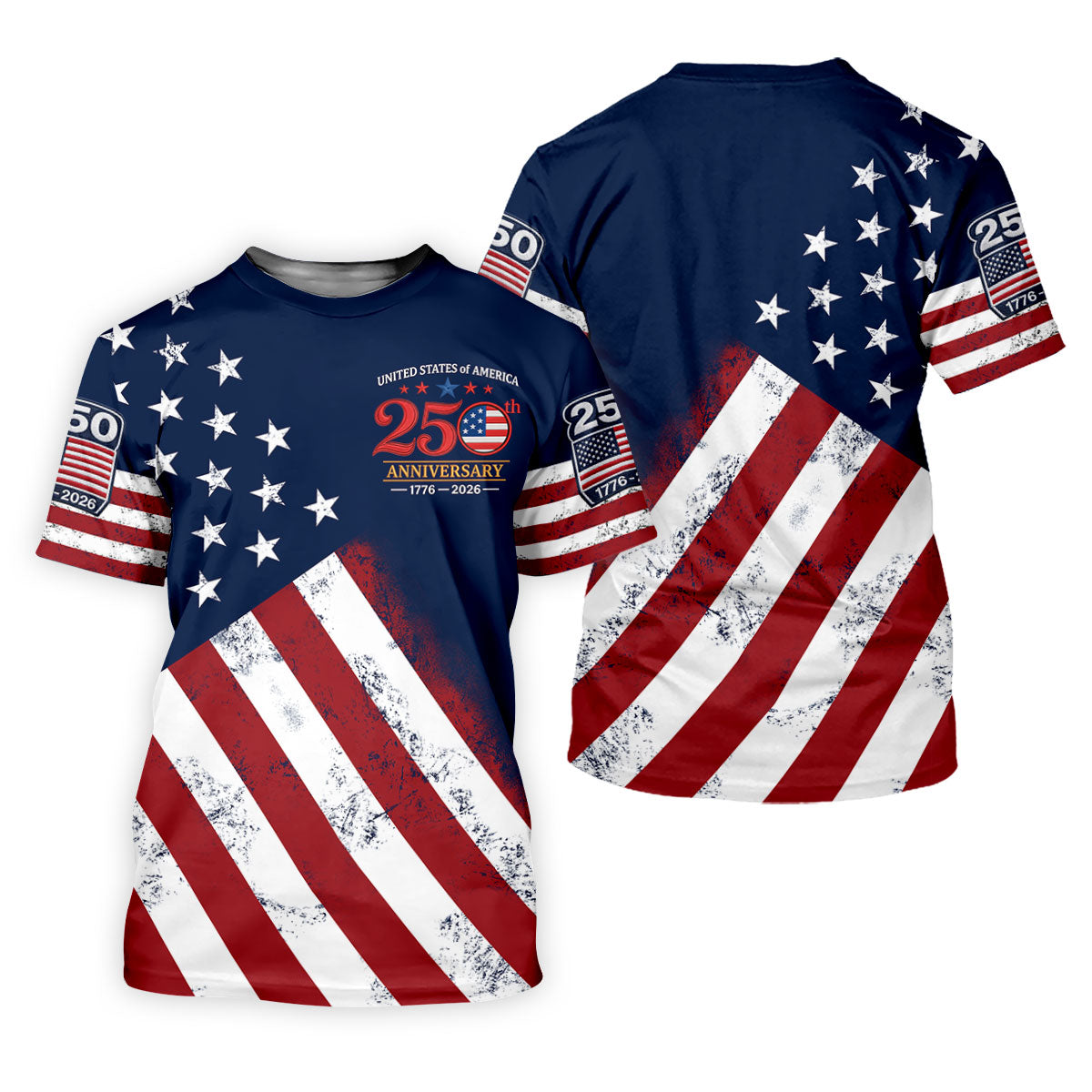 USA 250th Anniversary American Flag Men Golf Shirt, 4th Of July Polo ShirtFor Men