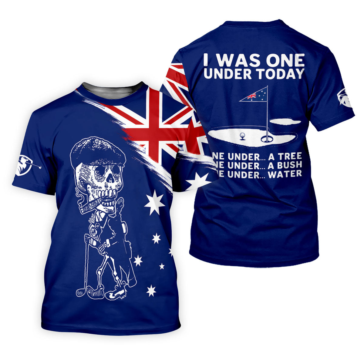 I Was One Under Today Skeleton Golfer Australia Flag Print Golf Tops For Men, Polo Shirtor Men