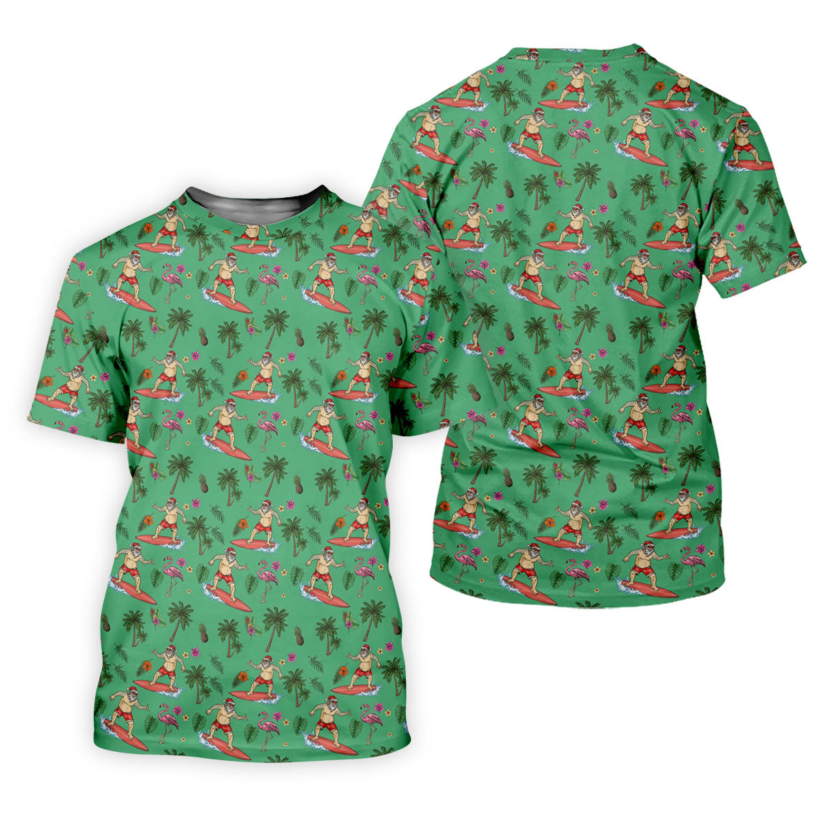 Santa Flamingo Tropical Golf Shirt, Christmas Golf Shirt, Golf Apparel For Men