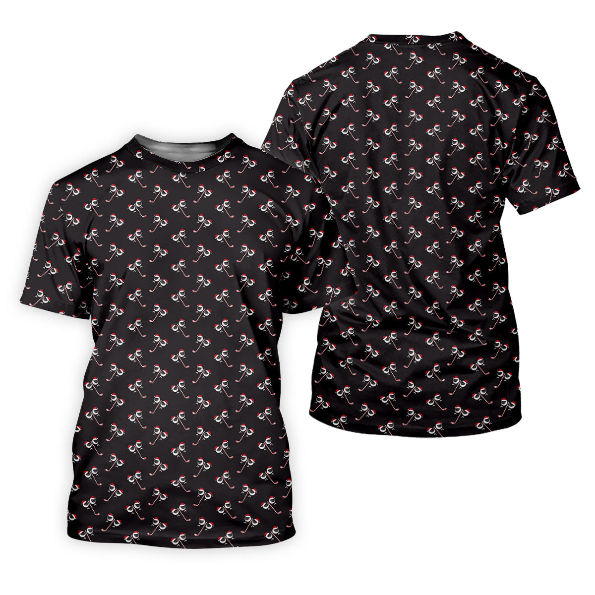 Funny Christmas Candy Cane Pattern Black Golf Shirt, Christmas Golf Shirt, Golf Gifts For Women