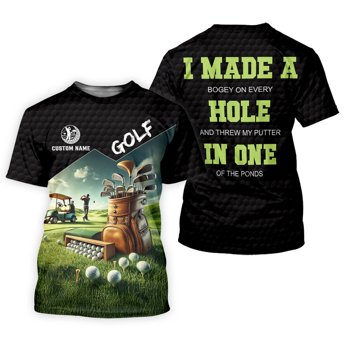 Custom Name Golf Course Club Bag Polo Shirt, Mens Golf Polo, Golf Apparel For Men