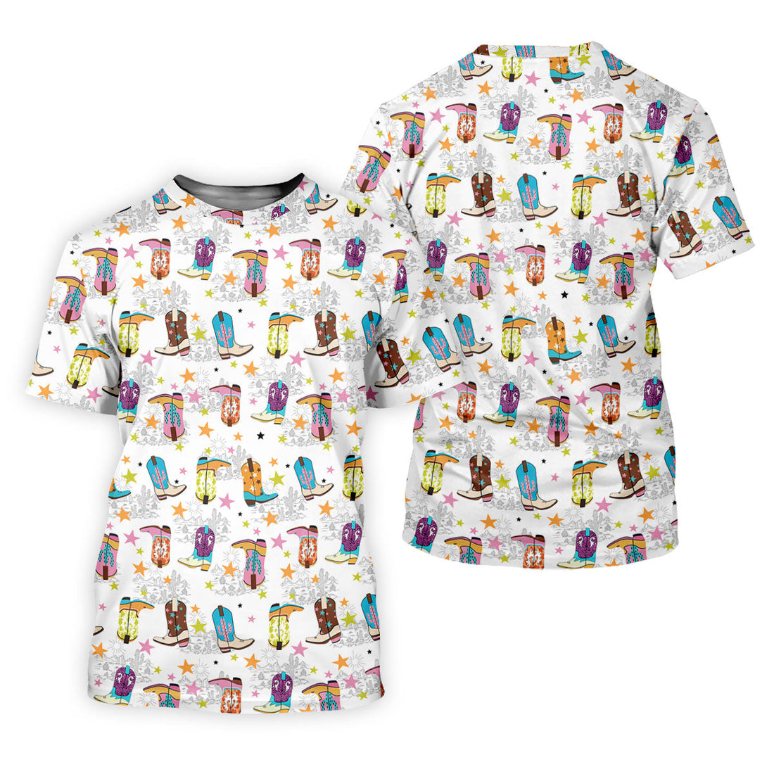 Colorful Western Cowboy Boots Pattern Hawaiian Golf Shirt, Ladies Golf Shirt, Women’s Golf Apparel