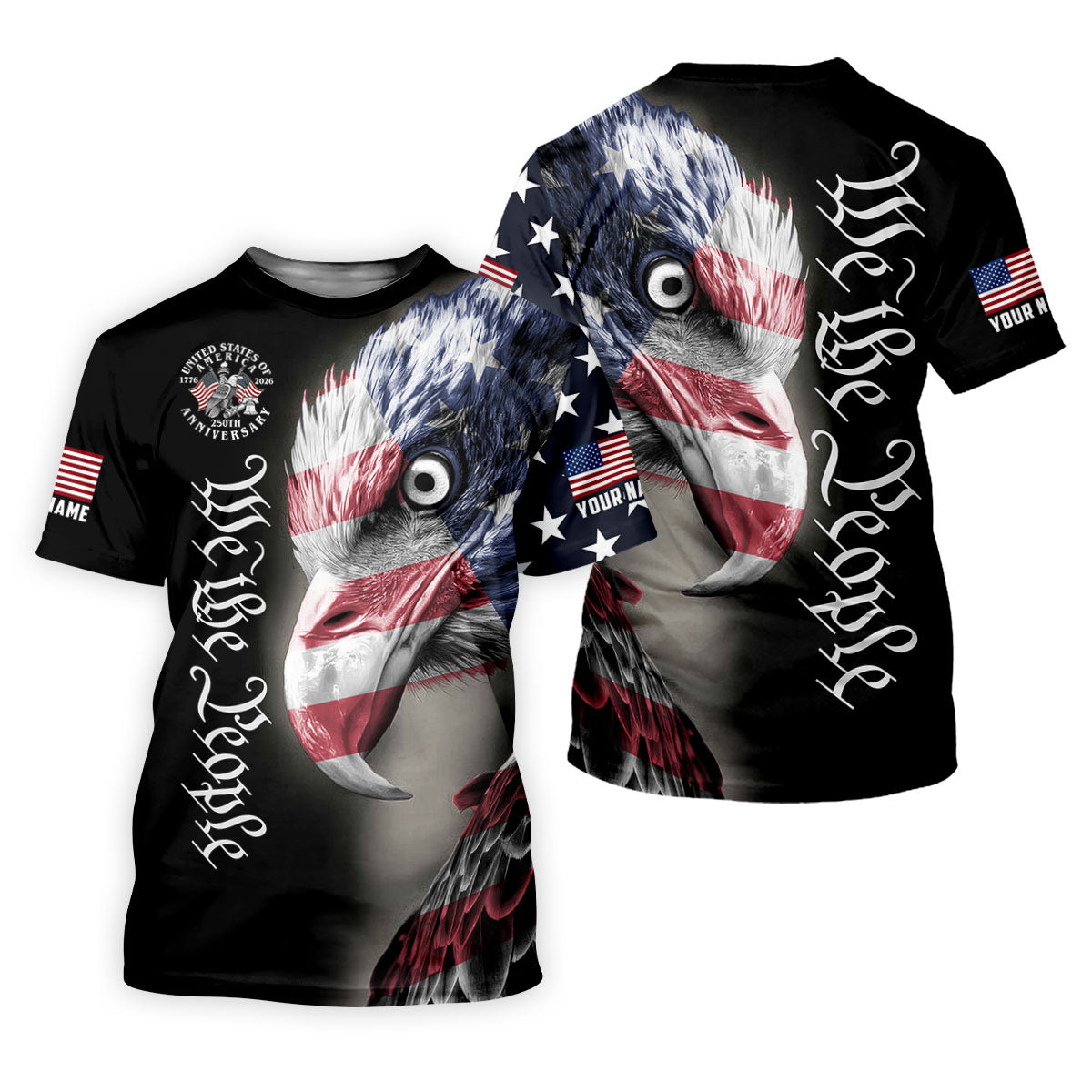 We The People Patriotic Bald Eagle American Flag Golf Shirt, 4th Of July Golf Shirt For Women
