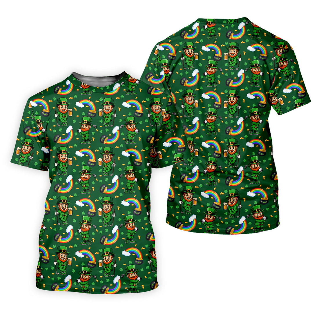 St Patrick's Day Leprechaun Golf Pose Rainbow Gold Pot Shamrock Golf Shirt, Women's Golf Shirts, Ladies Golf Polos