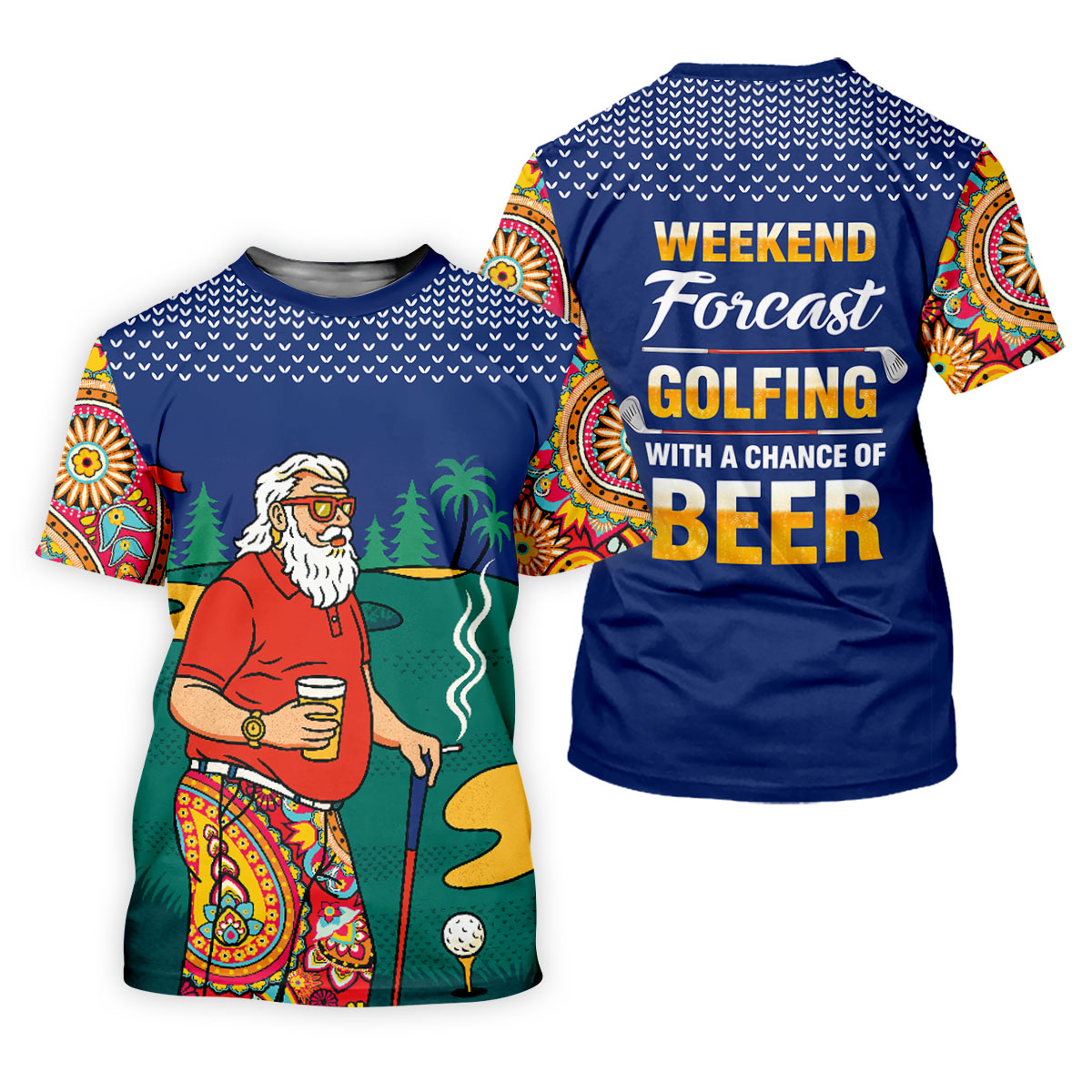 Funny Bearded Golfer Beer Lover Hawaiian Golf Shirt, Hawaiian Golf Shirt, Performance Golf Shirt