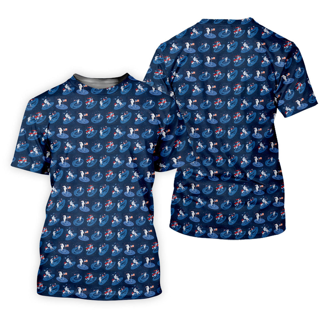 One Small Putt For Man Astronaut Golf US Flag Women's Golf Tops, Ladies Golf Shirt