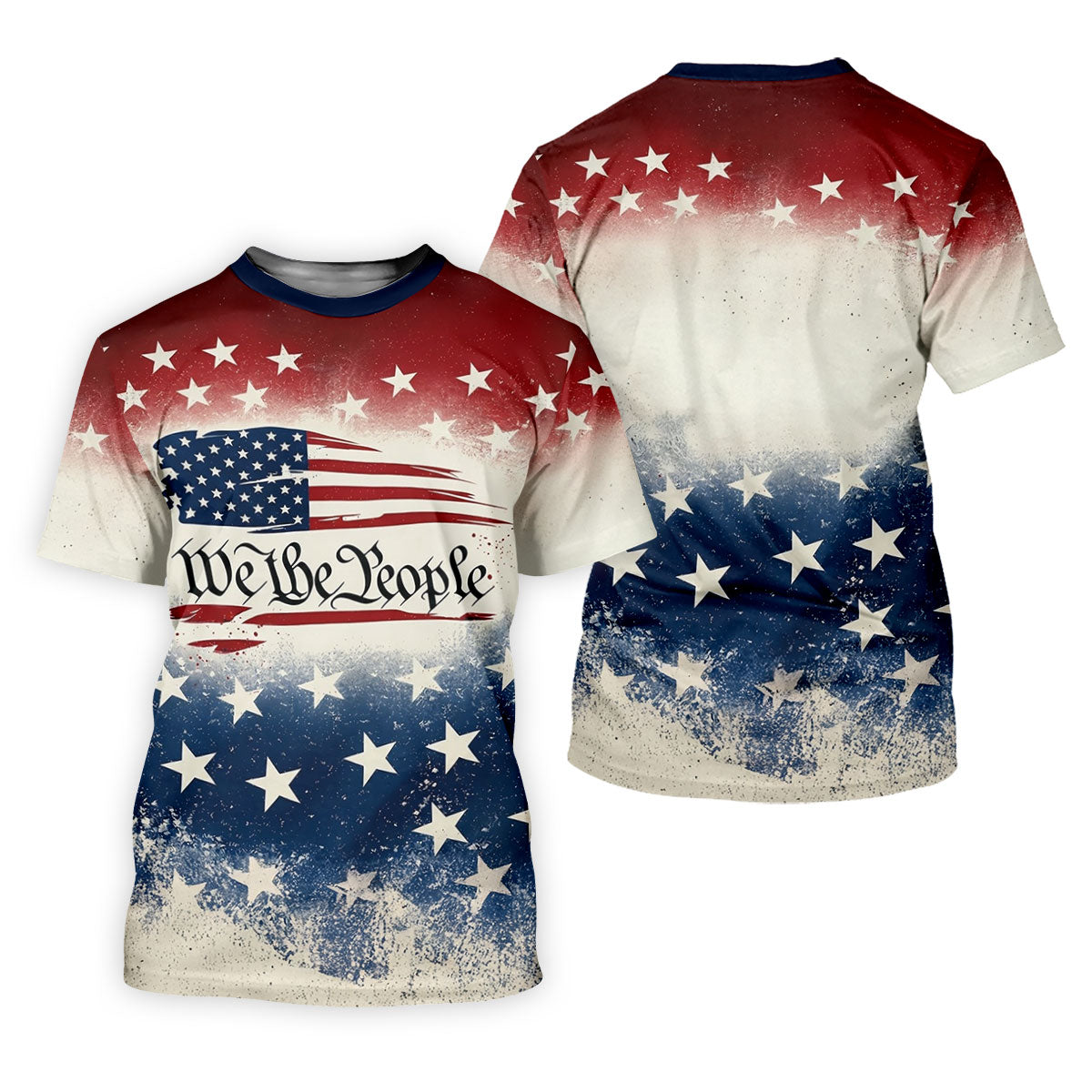 We The People Star And Stripe Distressed Pattern Patriotic Golf Shirt, 250 Years 4th Of July Golf Shirts For Men