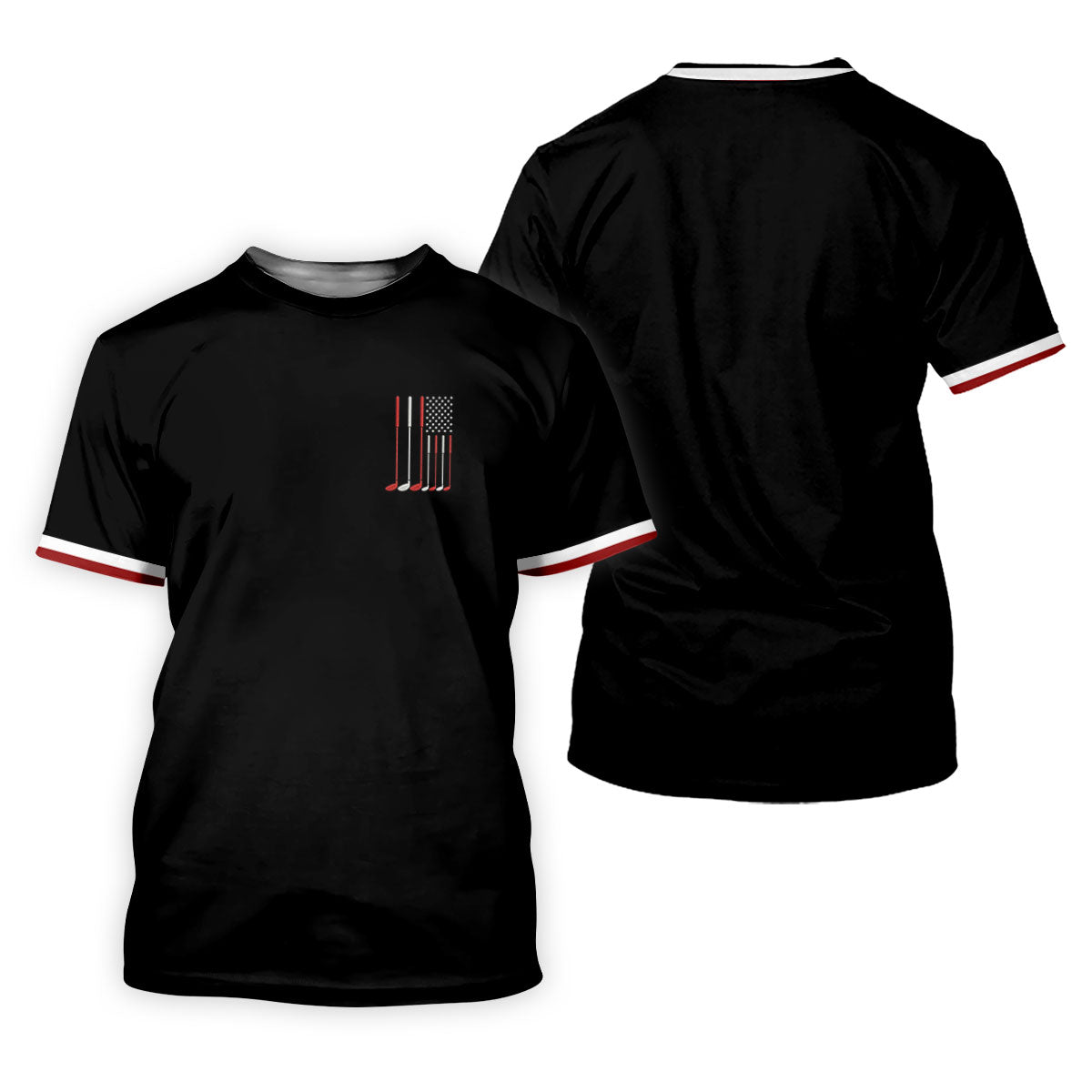 Golf Clubs America Flag Logo 250th Anniversary Black Golf Shirt, Patriotic Golf Shirt, Golf Shirts For Men