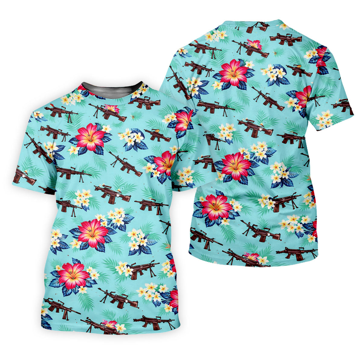 Floral Pattern Army Theme Hawaiian Golf Shirt, Women's Golf Tops, Ladies Golf Shirts
