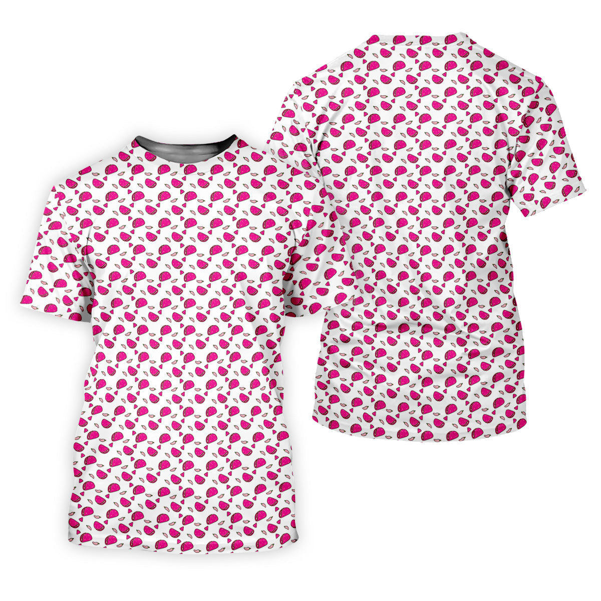The Pink Taco Seamless Pattern White Golf Shirt, Women's Golf Tops, Tacos Lover Golf Gift For Ladies