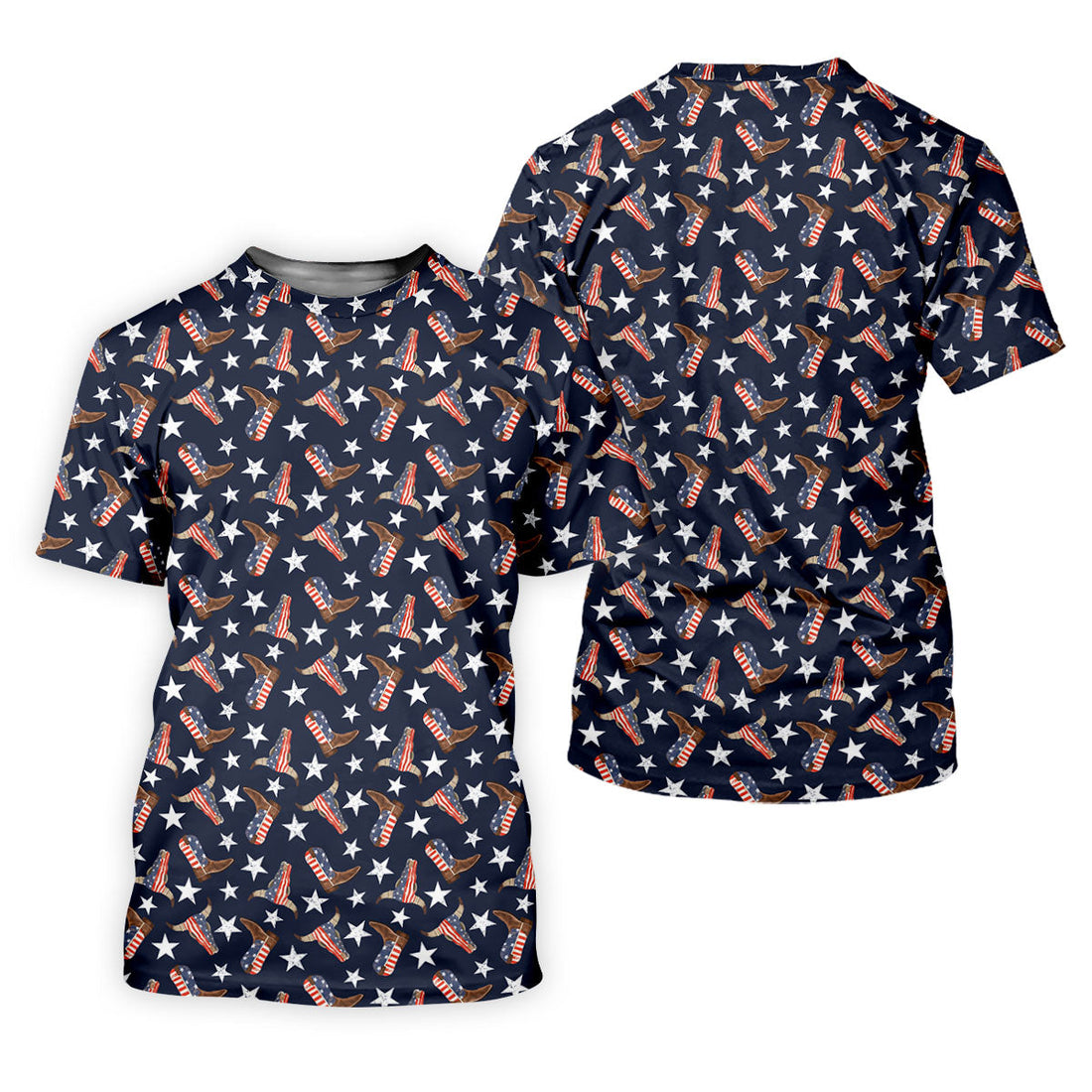 Patriotic Cowboy Boots Stars Pattern 4th Of July Golf Shirt, 250th Anniversary Golf Shirts For Men