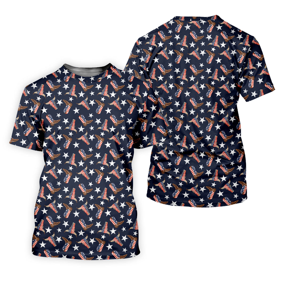 Patriotic Cowboy Boots Stars Pattern 4th Of July Golf Shirt, 250th Anniversary Golf Shirts For Men