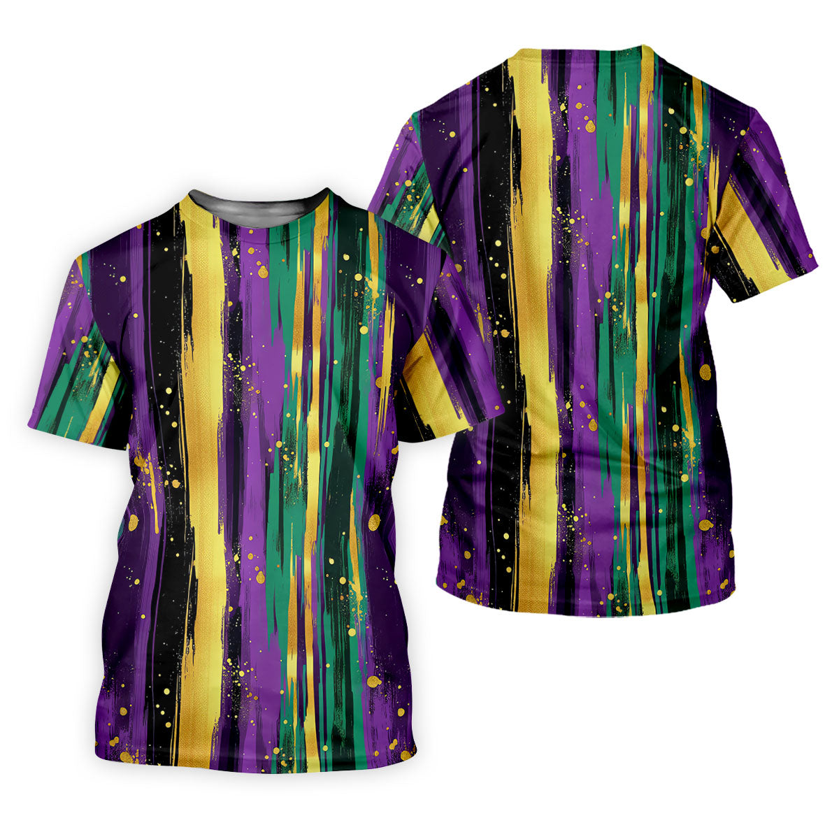 Green Purple Gold Splatter Effect Mardi Gras Golf Shirt, Polo ShirtFor Men, Golf Shirts For Men