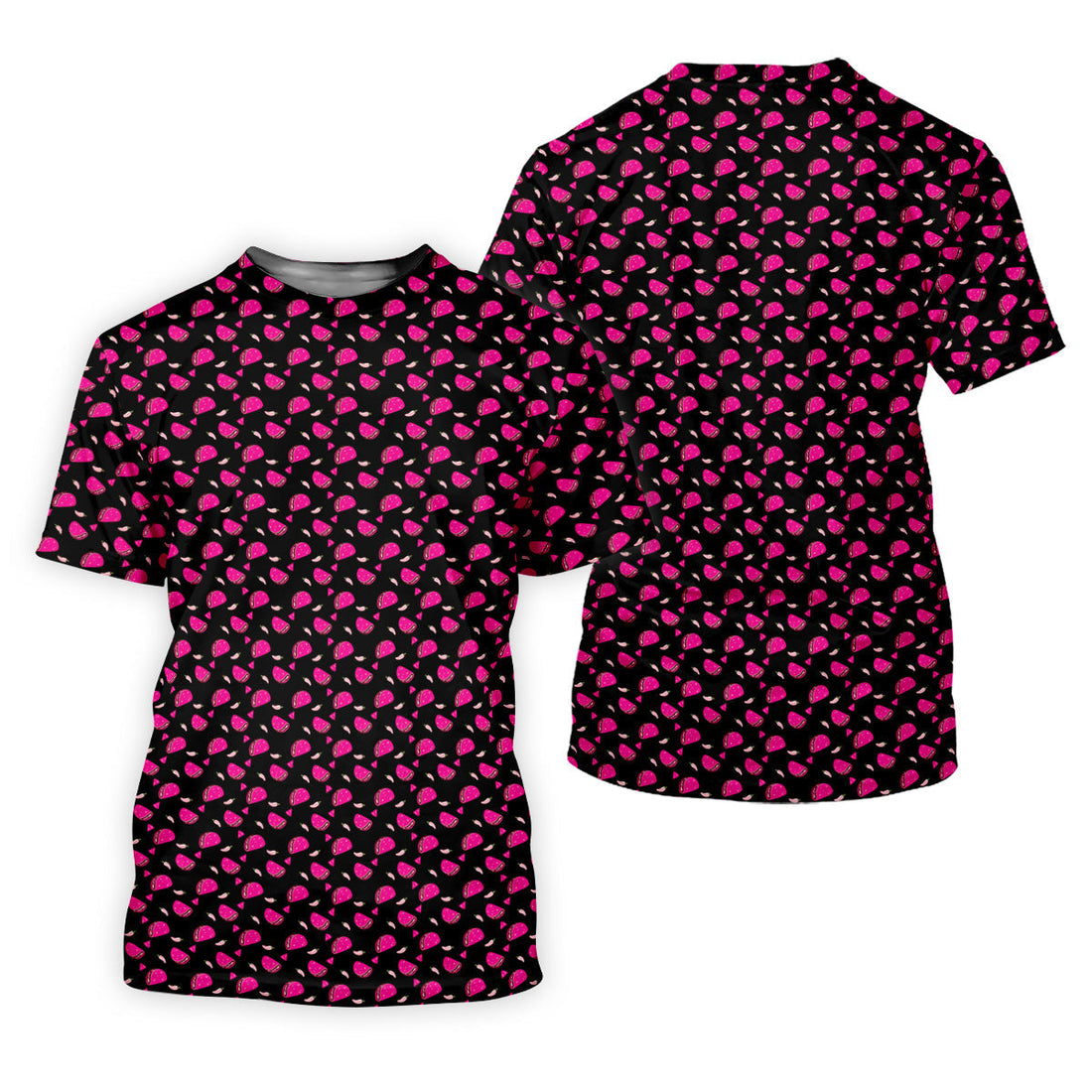 The Pink Taco Seamless Pattern Black Golf Shirt, Women's Golf Tops, Tacos Lover Golf Gift For Ladies