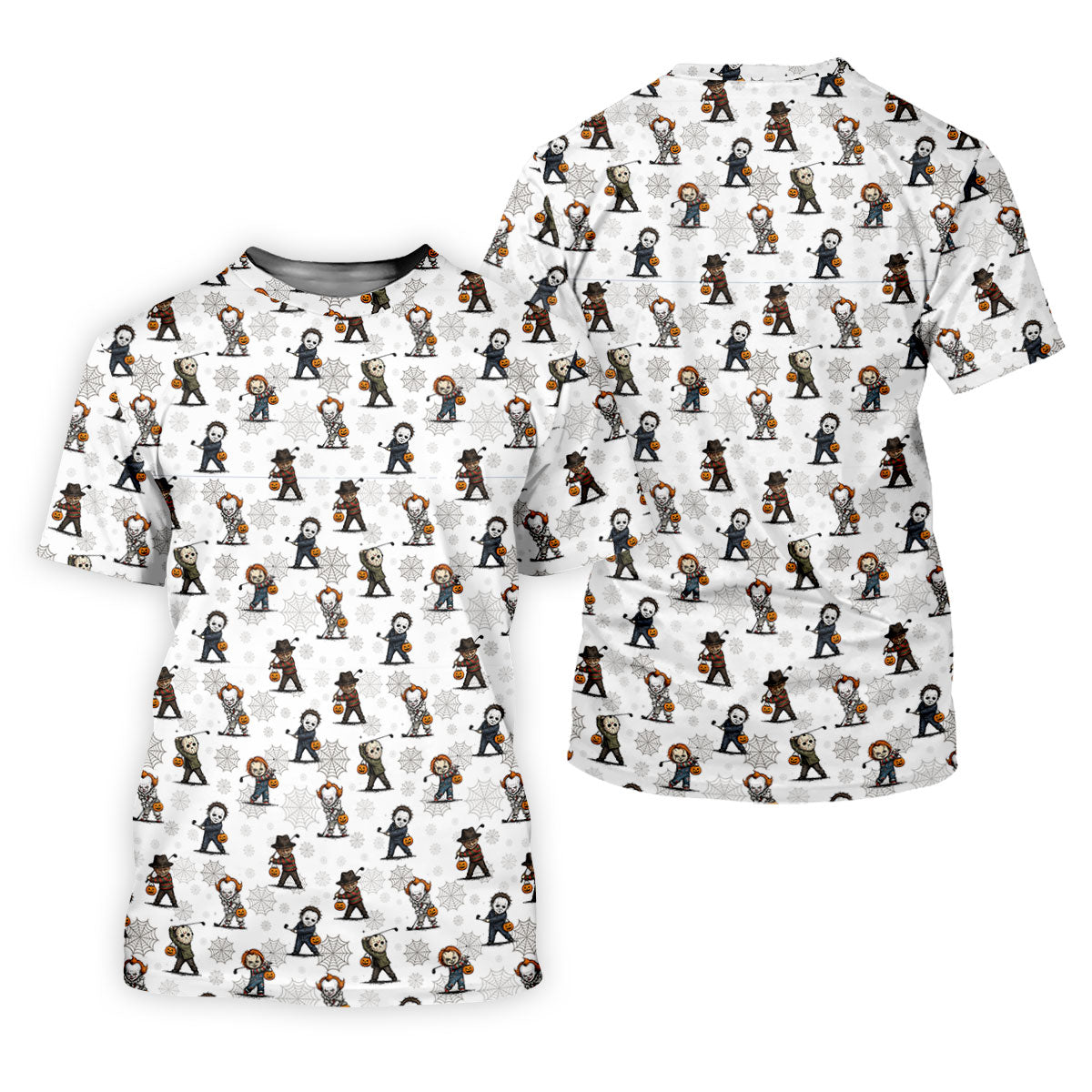 Horror Character Halloween Golf Pattern Polo Shirt, Golf Shirts For Men, Hawaiian Golf Shirt