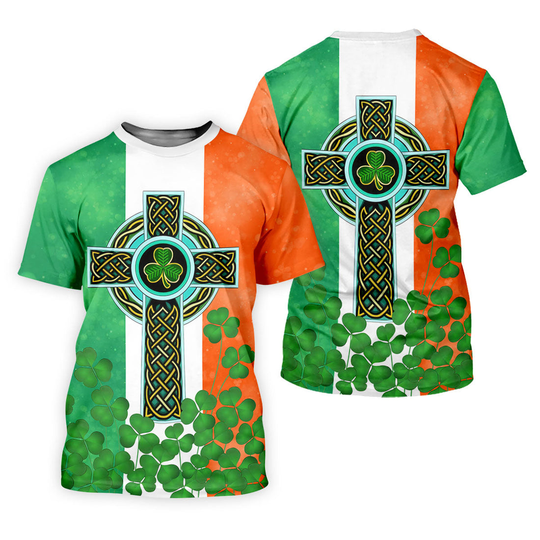 Celtic Cross Knotwork St Patrick's Day Shamrock Golf Shirt, Women's Golf Tops, Ladies Golf Shirts