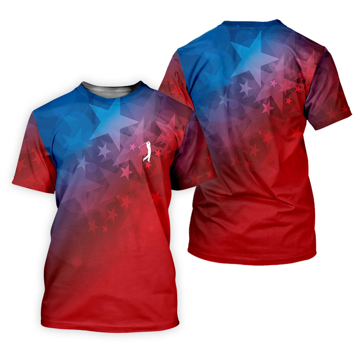 American Flag Pattern Golf Tournament Red And Blue Women Golf Top, Ladies Golf Shirts