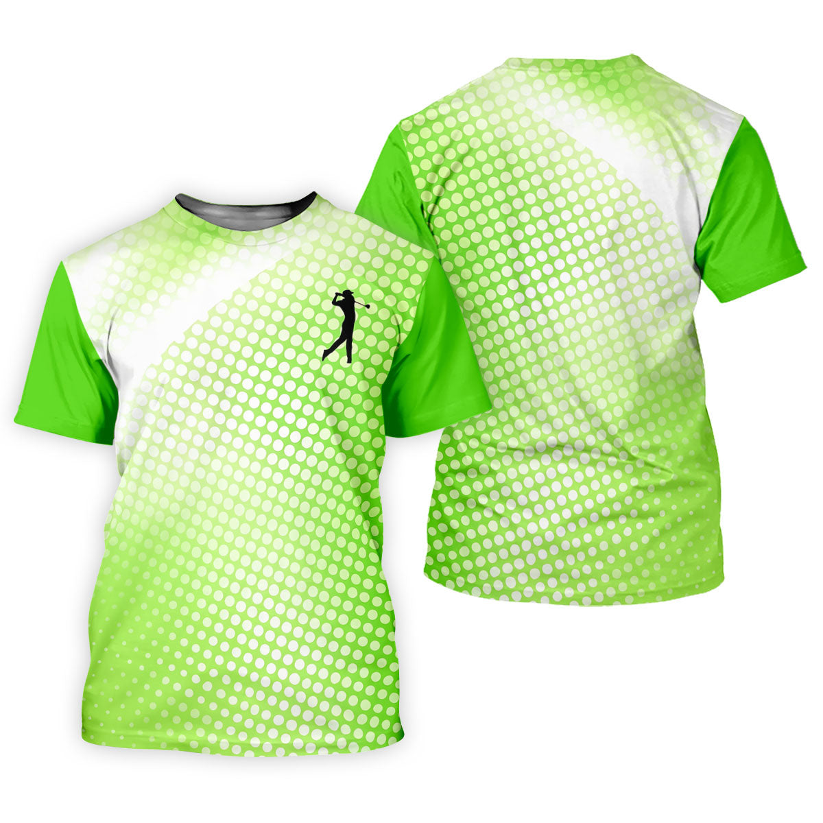 Green White Gradient Polka Dot Golf Shirt, Women's Golf Tops, Ladies Golf Polos
