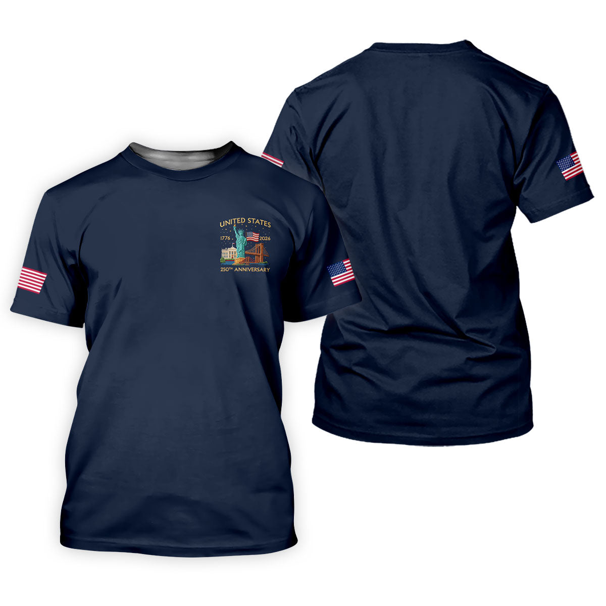 US 250th Anniversary Patriotic Golf Shirt, American Symbols 4th Of July Golf Shirts For Men