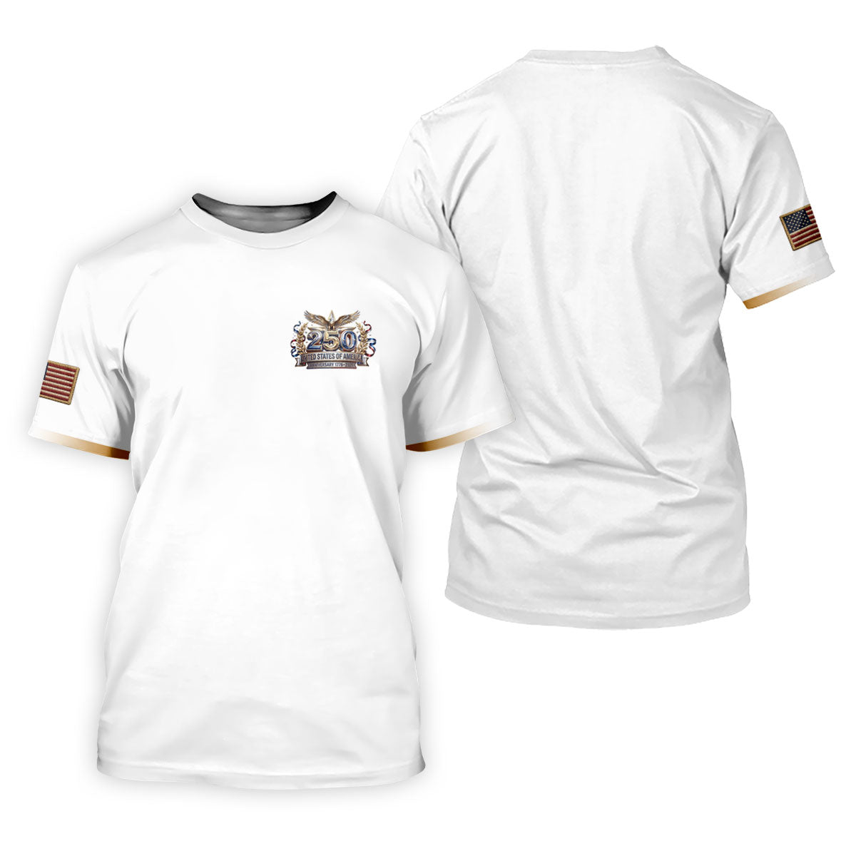 250 Years USA Anniversary 1776-2026 Men's Golf Polo Shirtrica Patriotic Men's White Polo