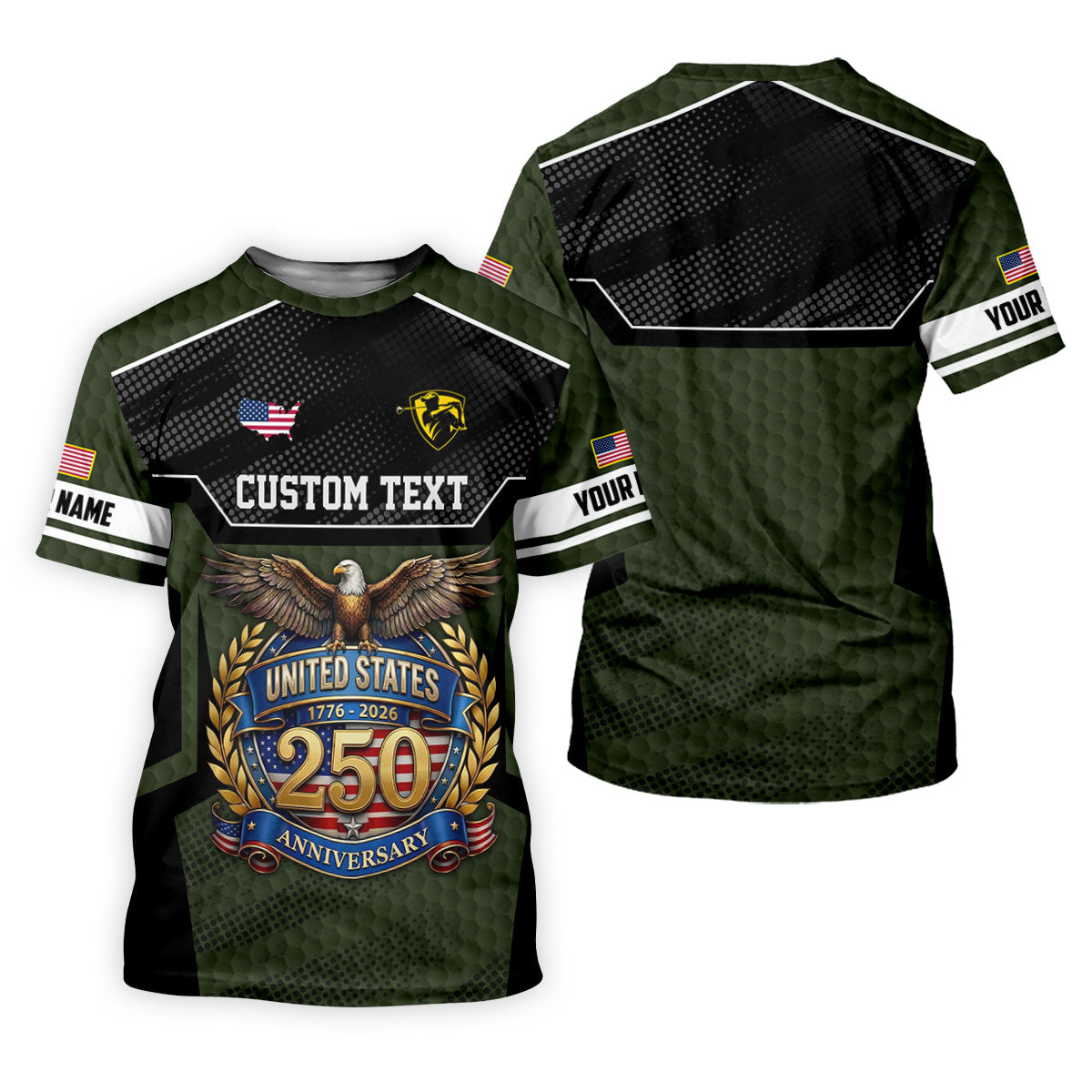 US 250 Anniversary Patriotic 4th Of July Green Golf Shirt, Polo Shirtor Men, Golf Shirts For Men
