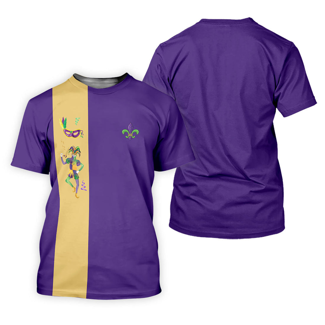 Mardi Gras Festival Jester Figure Fleur De Lis Symbol Purple Golf Shirt, Women's Golf Tops, Ladies Golf Polos