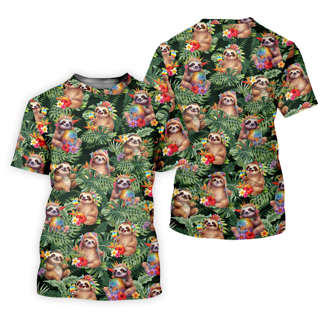 Funny Sloth Hawaiian Summer Golf Tops For Men, Hawaiian Golf Shirts, Polo Shirtor Men