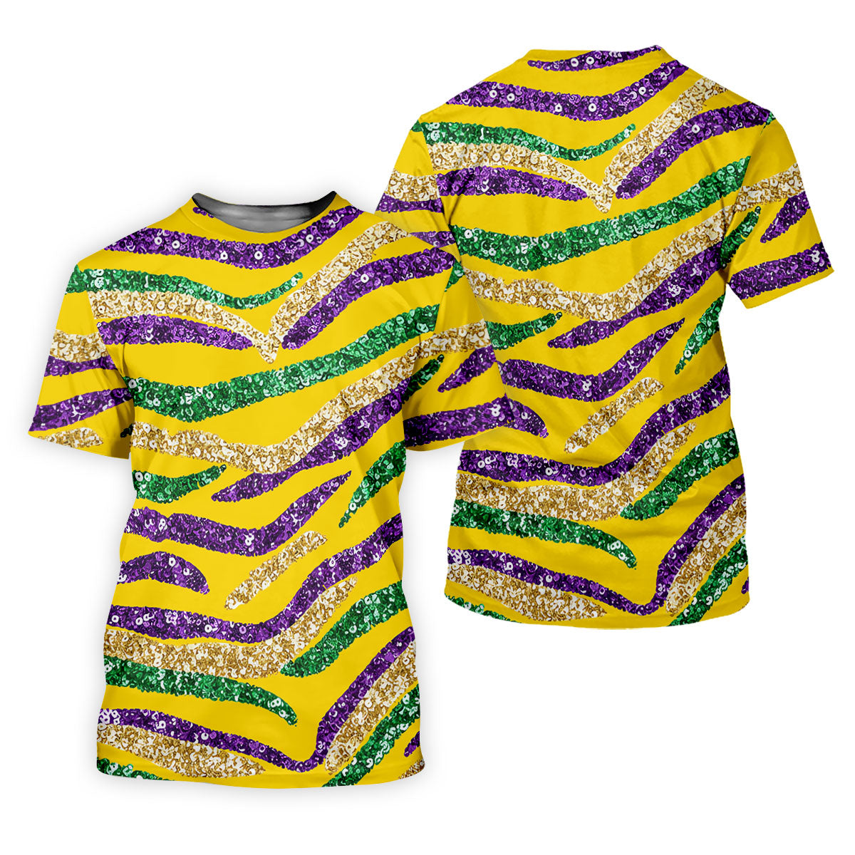 Purple Green Gold Sequin Pattern Yellow Golf Shirt, Mardi Gras Golf Shirt, Polo ShirtFor Men