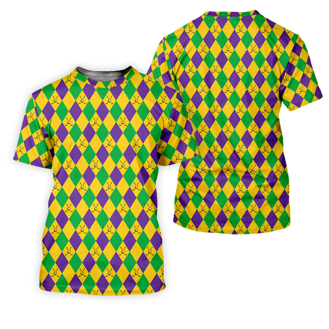 Green Gold Purple Argyle Pattern Mardi Gras Golf Shirt, Women's Golf Shirts, Ladies Golf Polos, Women's Polo Shirt