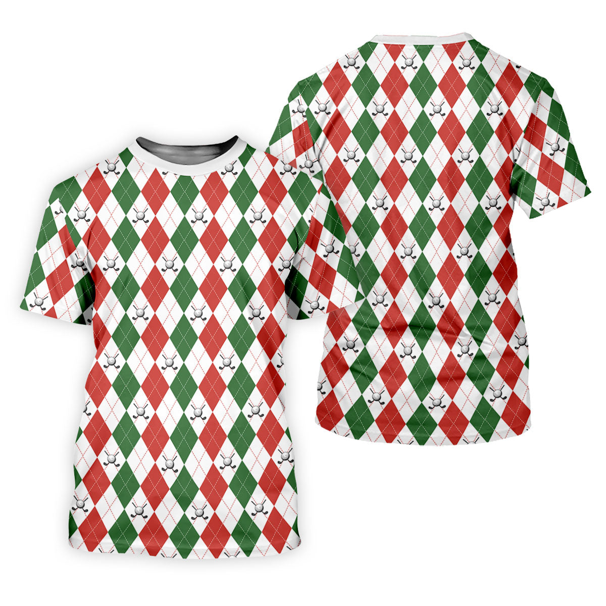 Christmas Plaid Argyle Pattern Golf Polo ShirtChristmas Golf Gift, Polo ShirtFor Men, Golfing Apparel