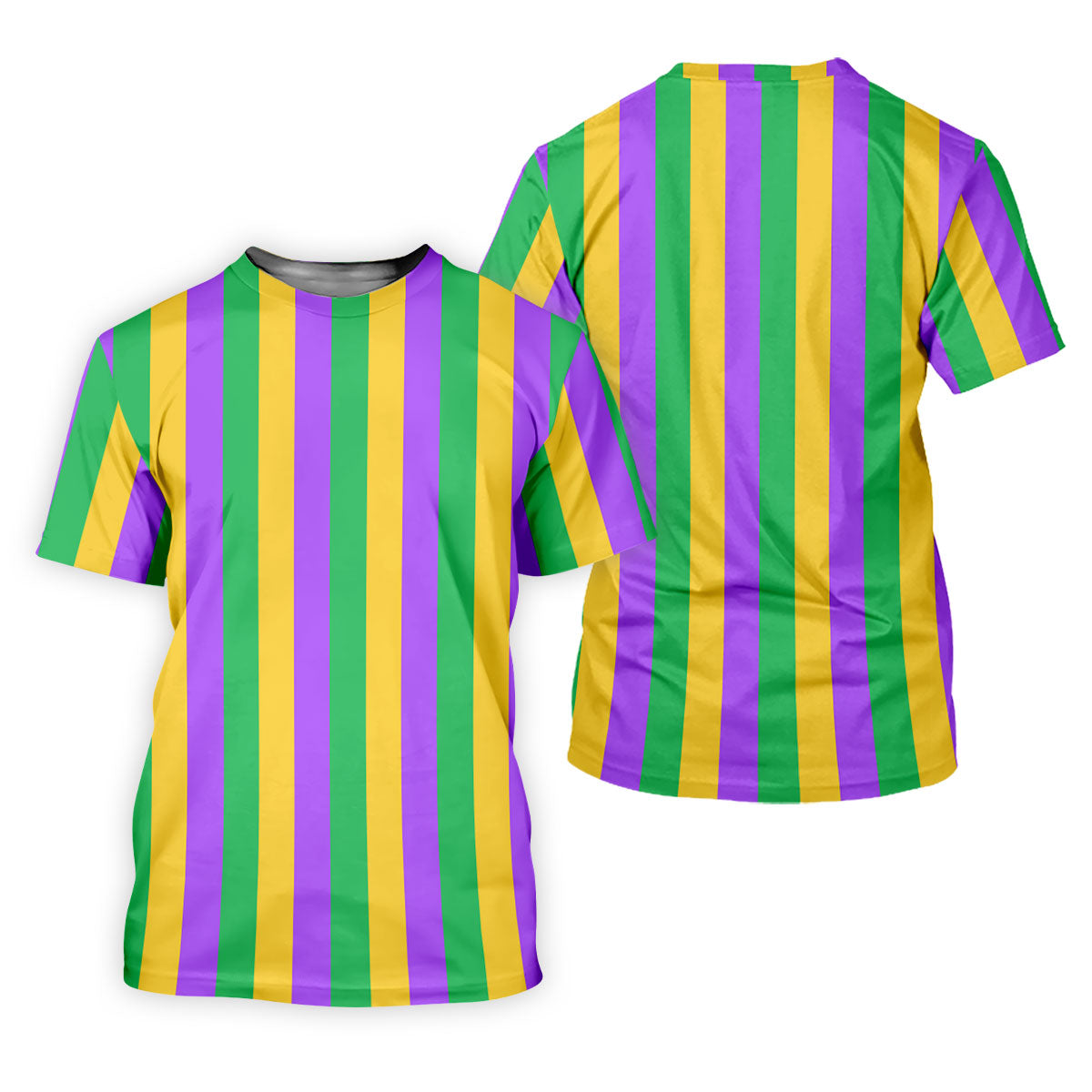 Green Gold Purple Vertical Stripe Mardi Gras Golf Shirt, Polo ShirtFor Men, Golf Shirts For Men