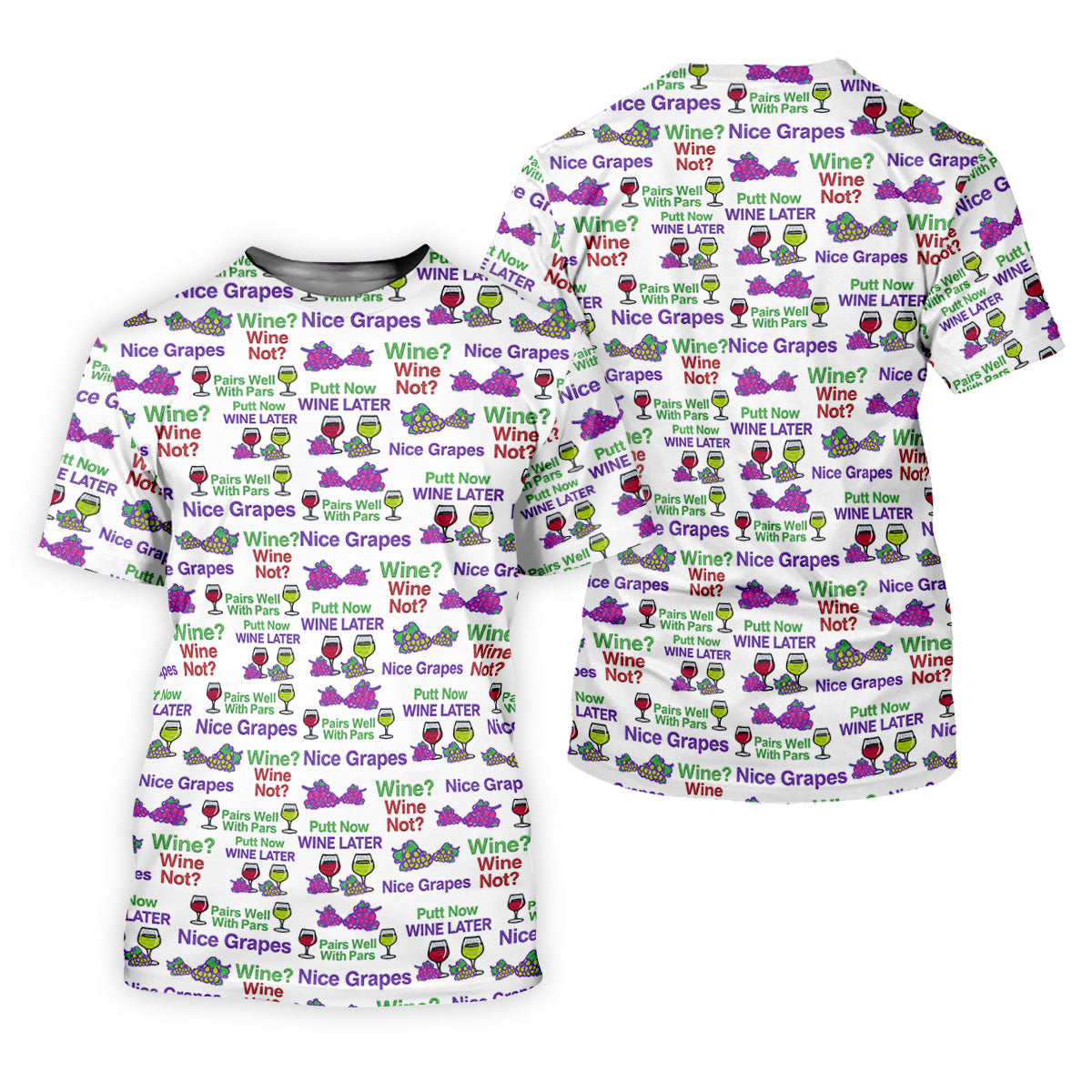 Wine Lover Golf Shirt, Grape Humor Print, Golf Shirts For Men