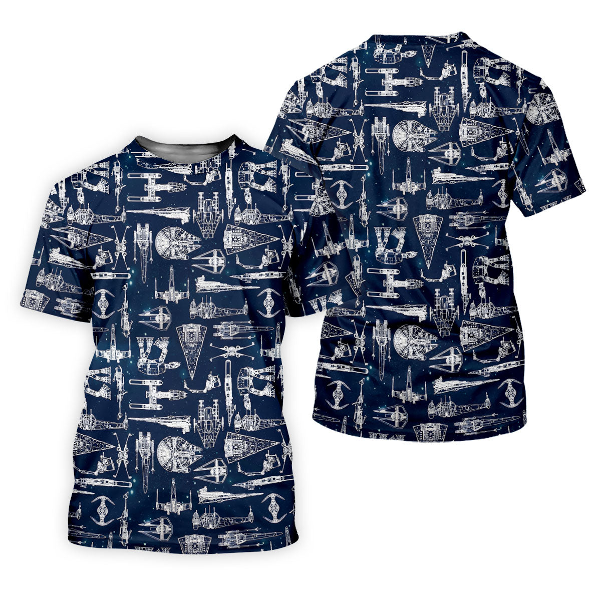 Line-art Sketches Sci-Fi Spacecraft Dark Navy Golf Shirts For Men, Polo ShirtFor Men, Golfing Apparel