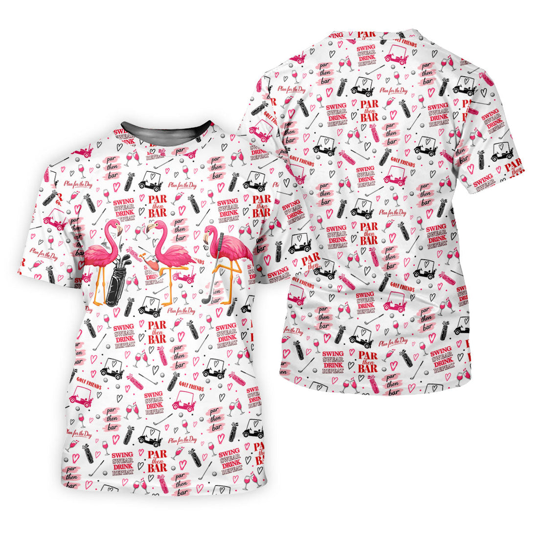 Par Then Bar Flamingo Golf Shirt, Tropical Party Polo Shirt Men, Golf Shirts For Men