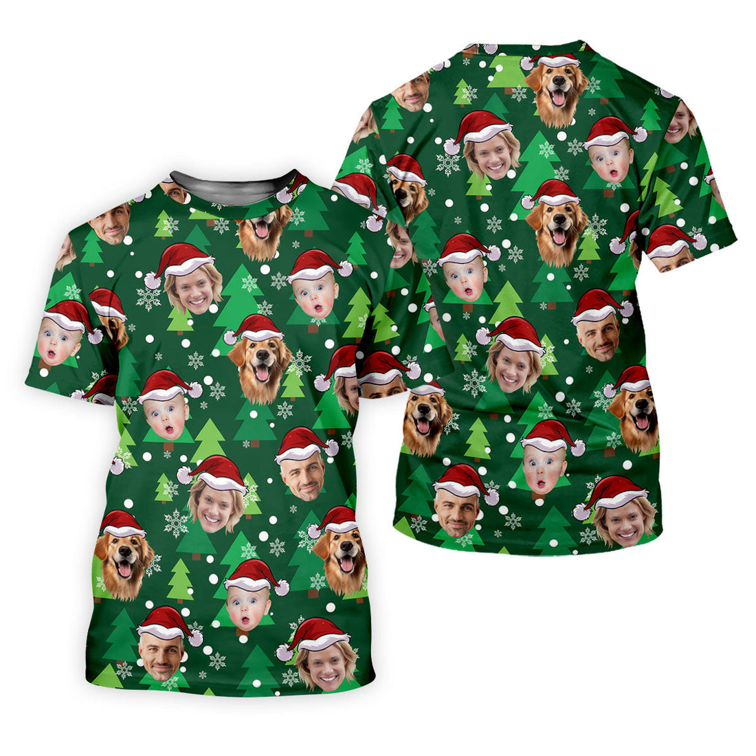 Custom Face Green Christmas Women's Golf Tops, Ladies Golf Shirts, Christmas Golf Gift