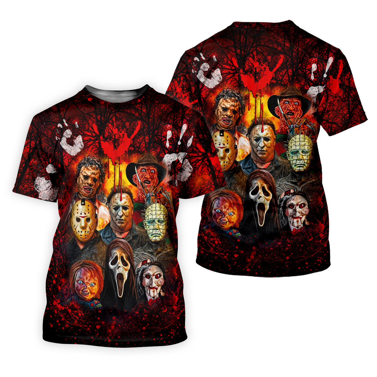 Halloween Horror Character Hawaiian Golf Shirt, Men's Golf Shirt, Golf Shirts For Men