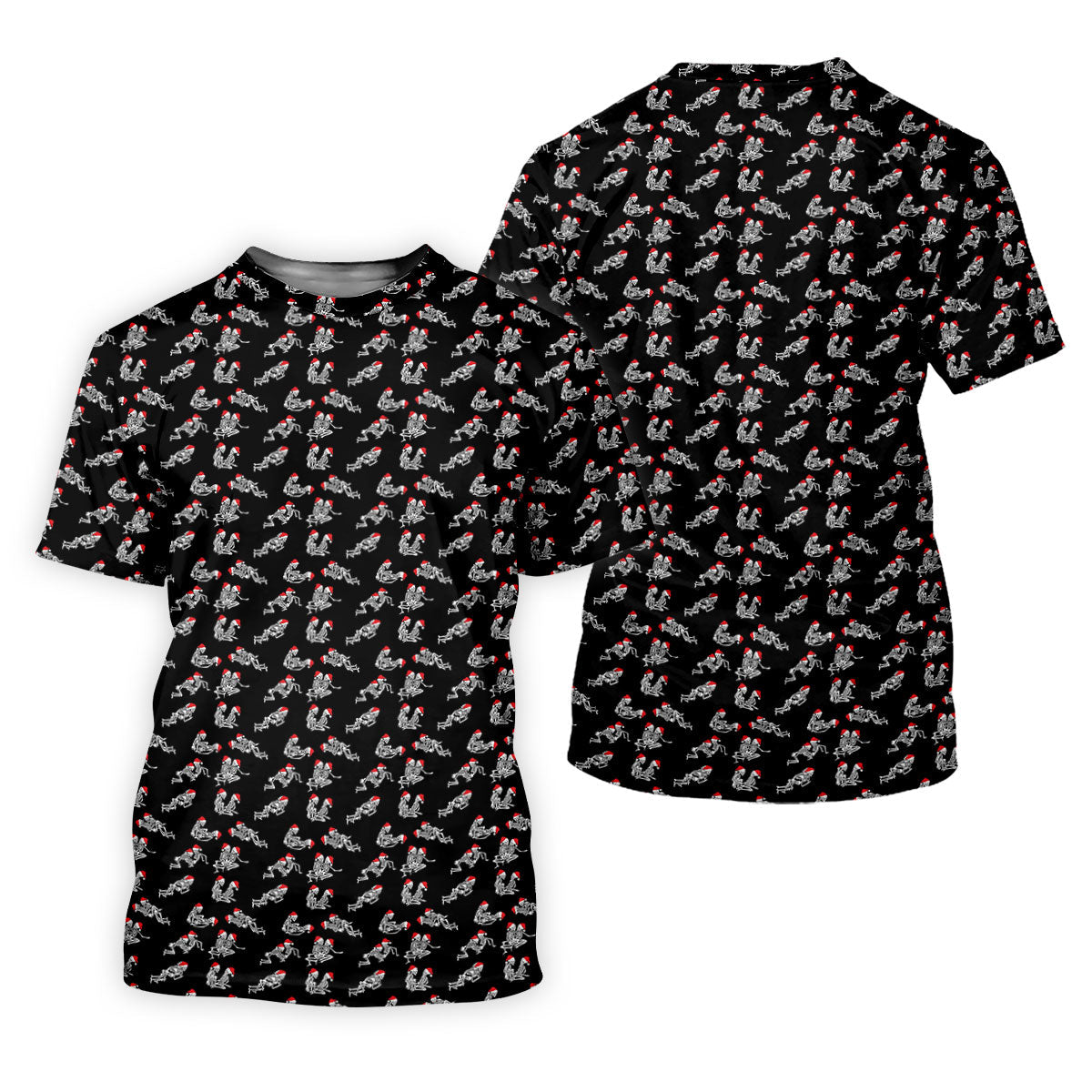 Skeleton Santa Hat Funny Golf Shirt, Fun Golf Shirts For Men, Christmas Golf Shirt, Golf Shirts For Men