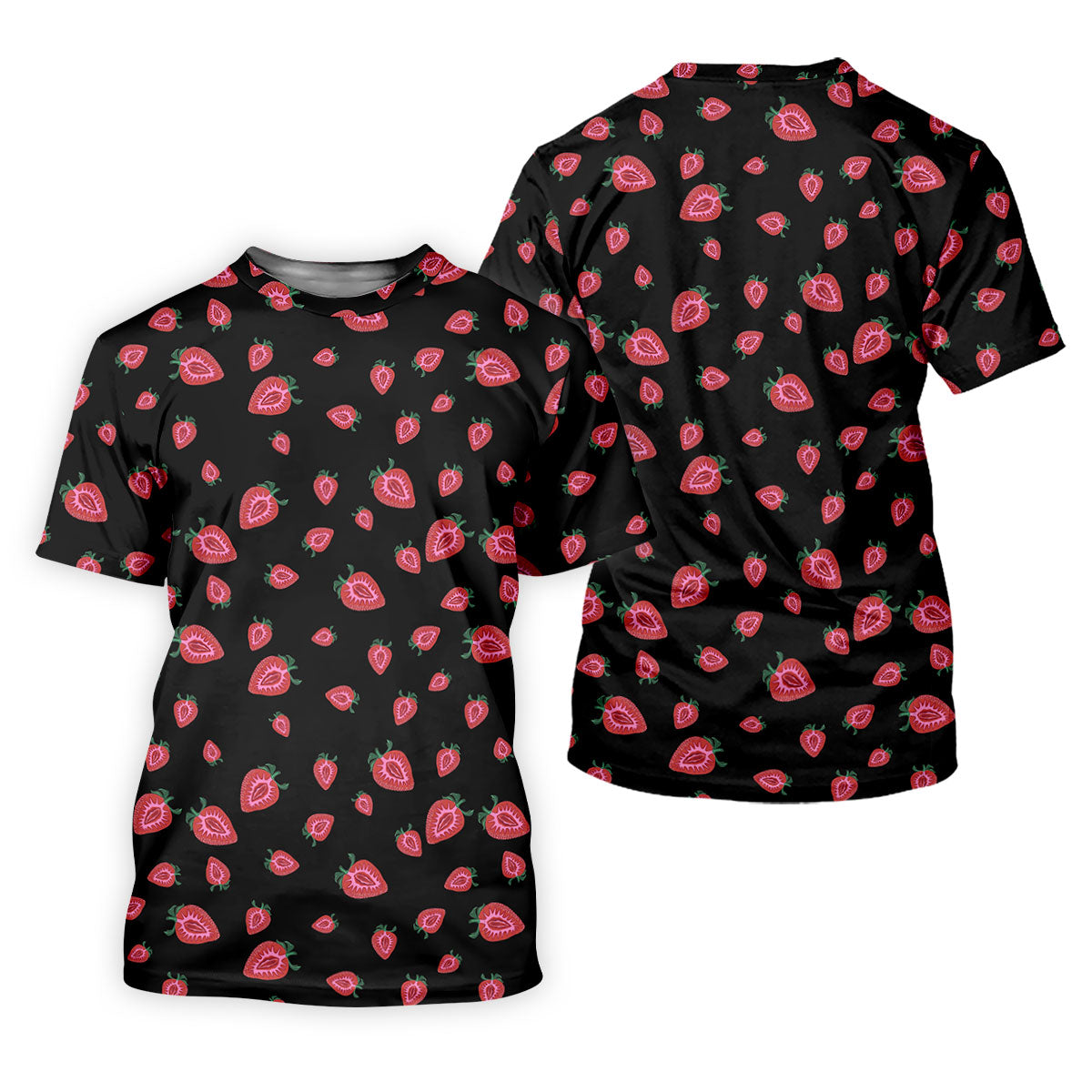 Strawberry Slice Black Golf Shirt, Golf Polo For Women, Women's Golf Shirt, Hawaiian Golf Shirt