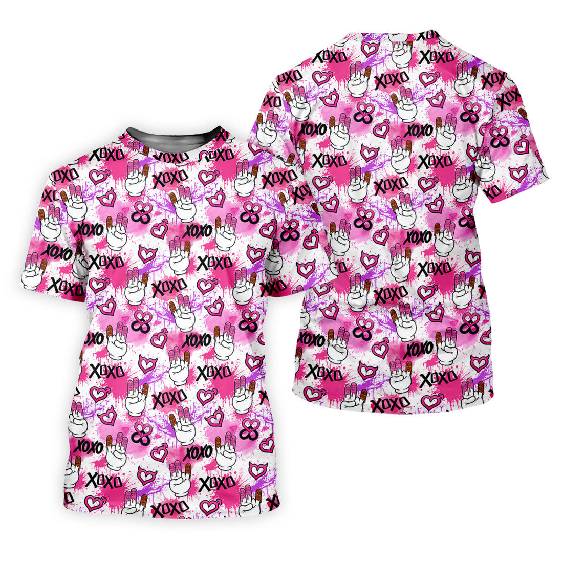 Chocolate Fingers Adult Humor XOXO Pink Splatter Fun Women's Golf Shirts, Valentines Golf Gift, Women's Golf Tops
