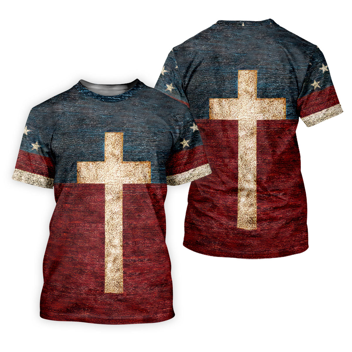 American Flag USA Faith Christian Cross Golf Shirt, Patriotic 4th Of July Golf Shirt For Women