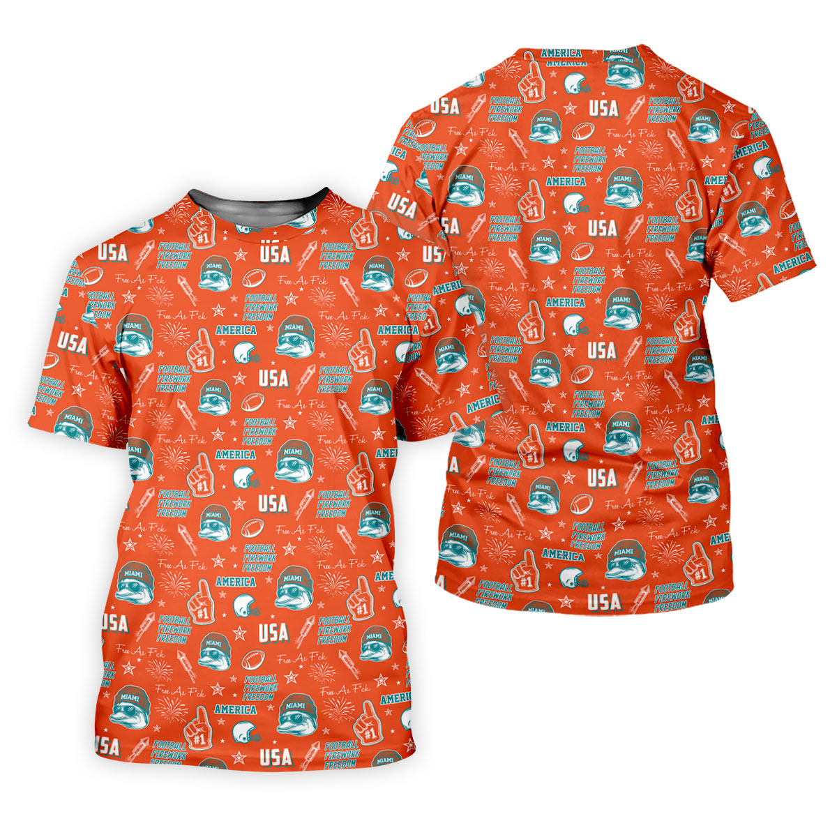 Cool Dolphin Beanie And Glasses Orange And Teal Sport Polo, American Football League Gift Ideas For Football Fans