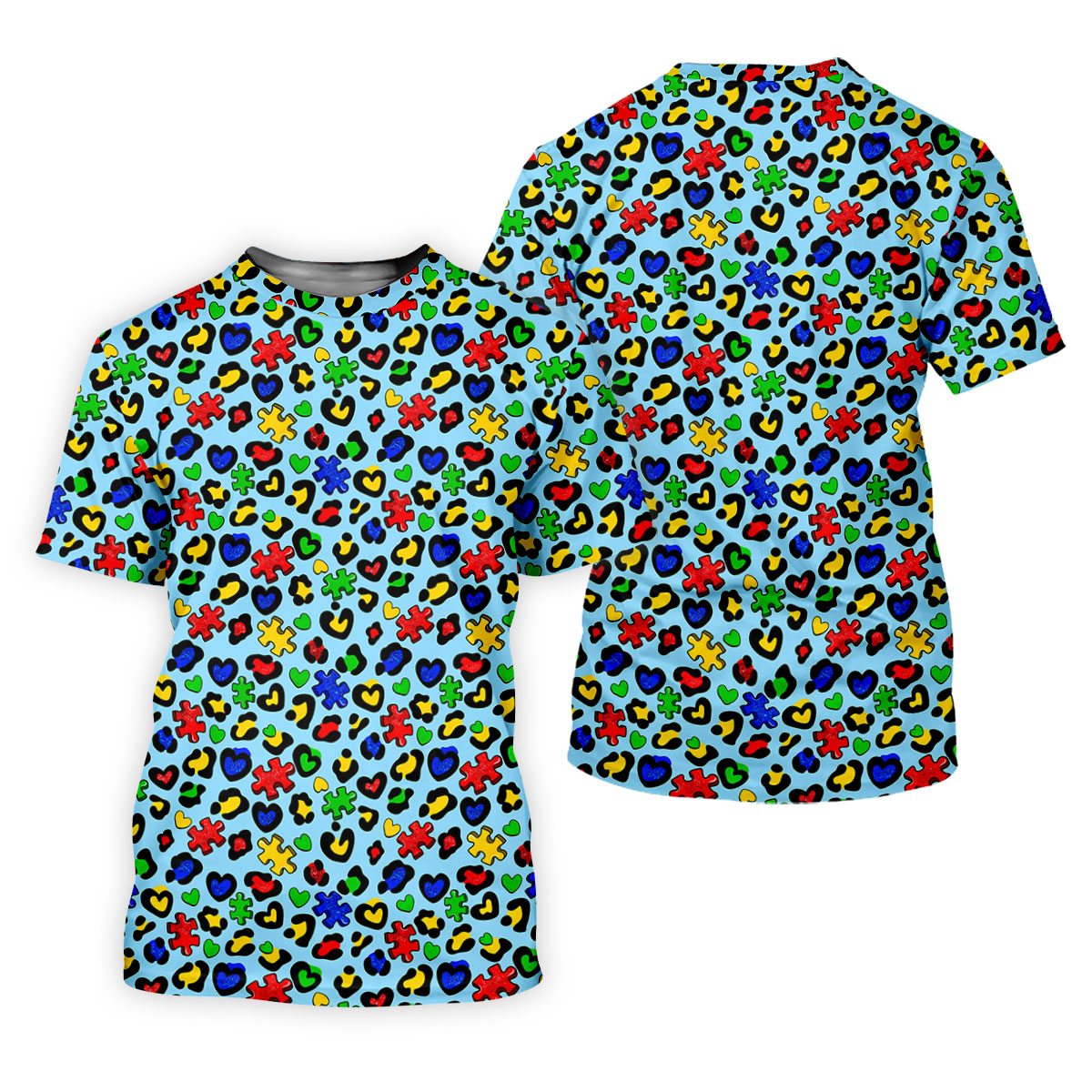 Autism Awareness Color Leopard Pattern Blue Golf Shirt, Women's Golf Tops, Ladies Golf Shirts, Ladies Golf Polos