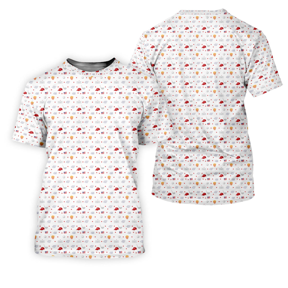 45 47 US Flag Pattern White Golf Shirt, Funny Golf Shirt, Golf Shirts For Men, Golf Gift For Men