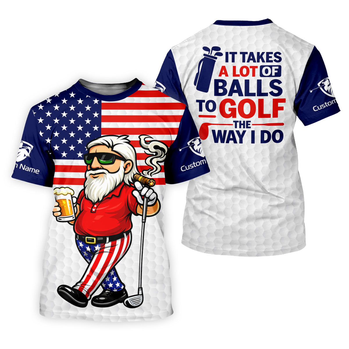 It Takes A Lot Of Ball To Golf The Way I Do Patriotic Man 4th Of July Golf Shirt, 250 Years Polo Shirt Men