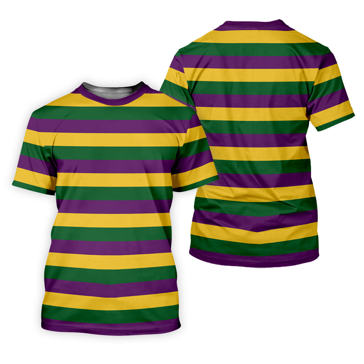 Gold Purple Green Mardi Gras Stripe Pattern Women Golf Top, Festive Ladies Golf Tops, Ladies Golf Shirts